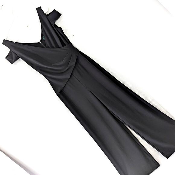 Lauren Ralph Lauren Pants - NWT! LAUREN BY RALPH LAUREN! BLACK STRETCH CRISS-CROSS DRAPED JUMPSUIT! SZ 2